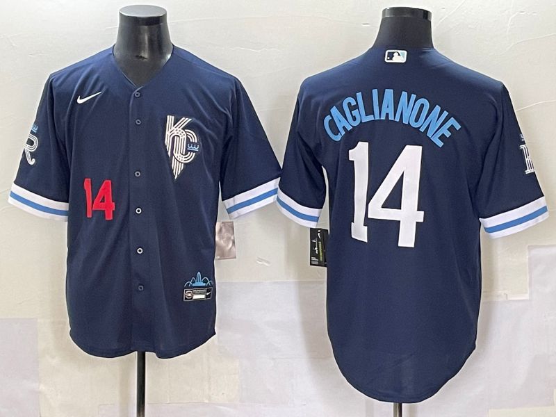 Men 2025 Kansas City Royals #14 Caglianone Blue City Edition Nike MLB Jersey style 2